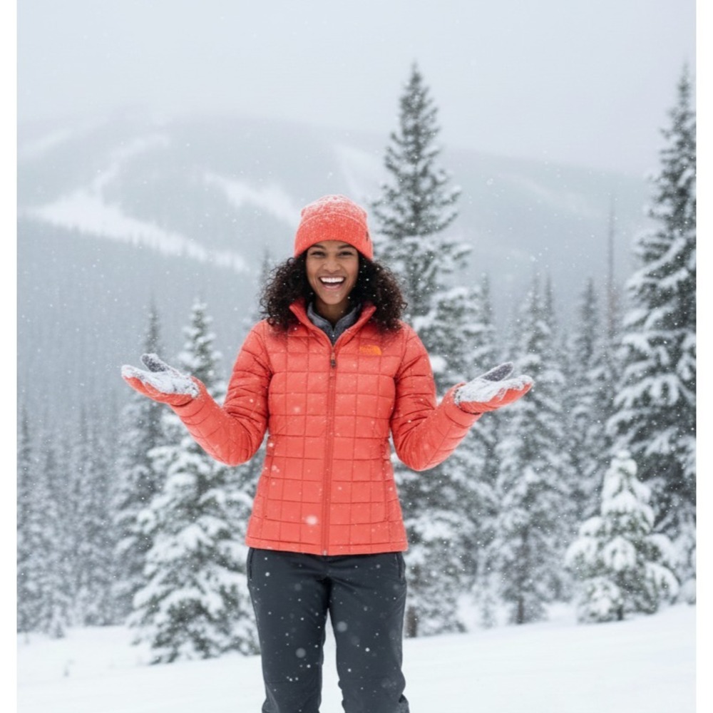 The North Face Thermoball Eco Jacket Womens M Orange Insulated Quilted Puffer